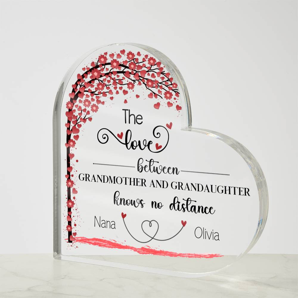 Grandma Granddaughter Distance Heart Plaque-[Heartfelt Family Gift]
