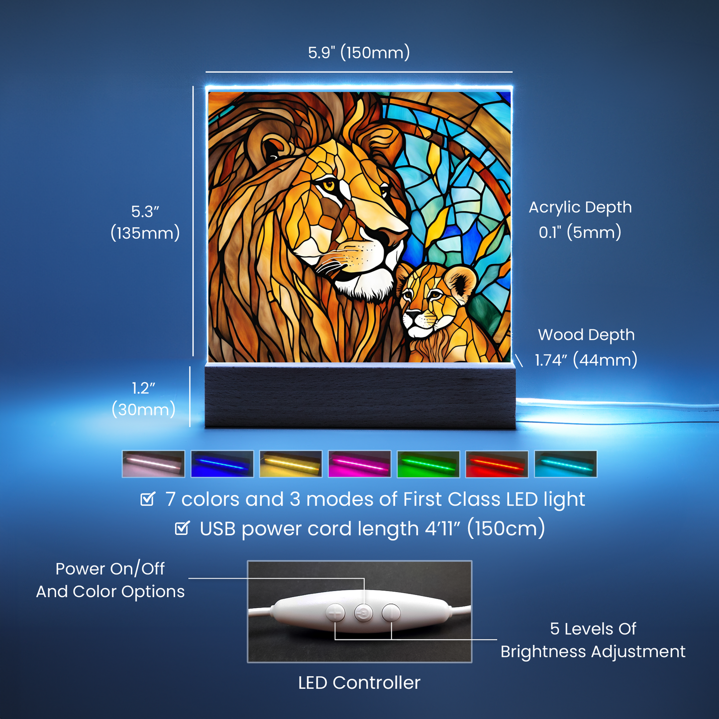 Mama Lion and Cub Acrylic Square Plaque-[Heartfelt Family Gift]