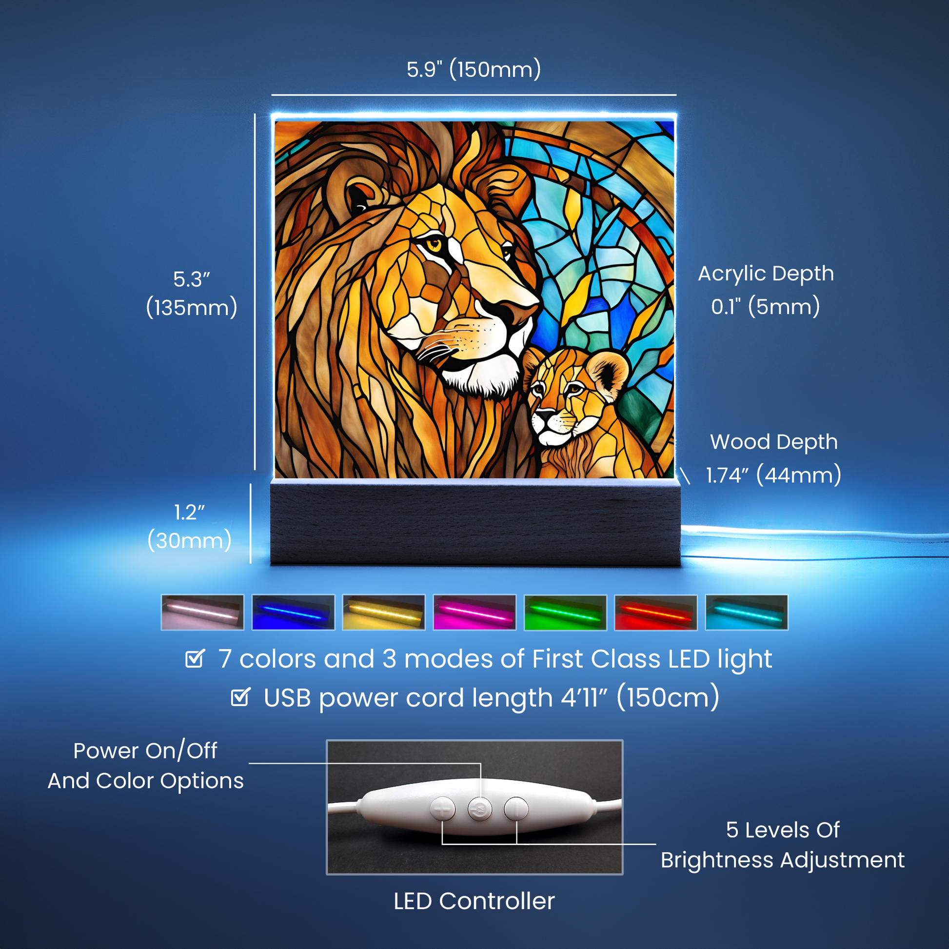 Mama Lion and Cub Acrylic Square Plaque-[Heartfelt Family Gift]