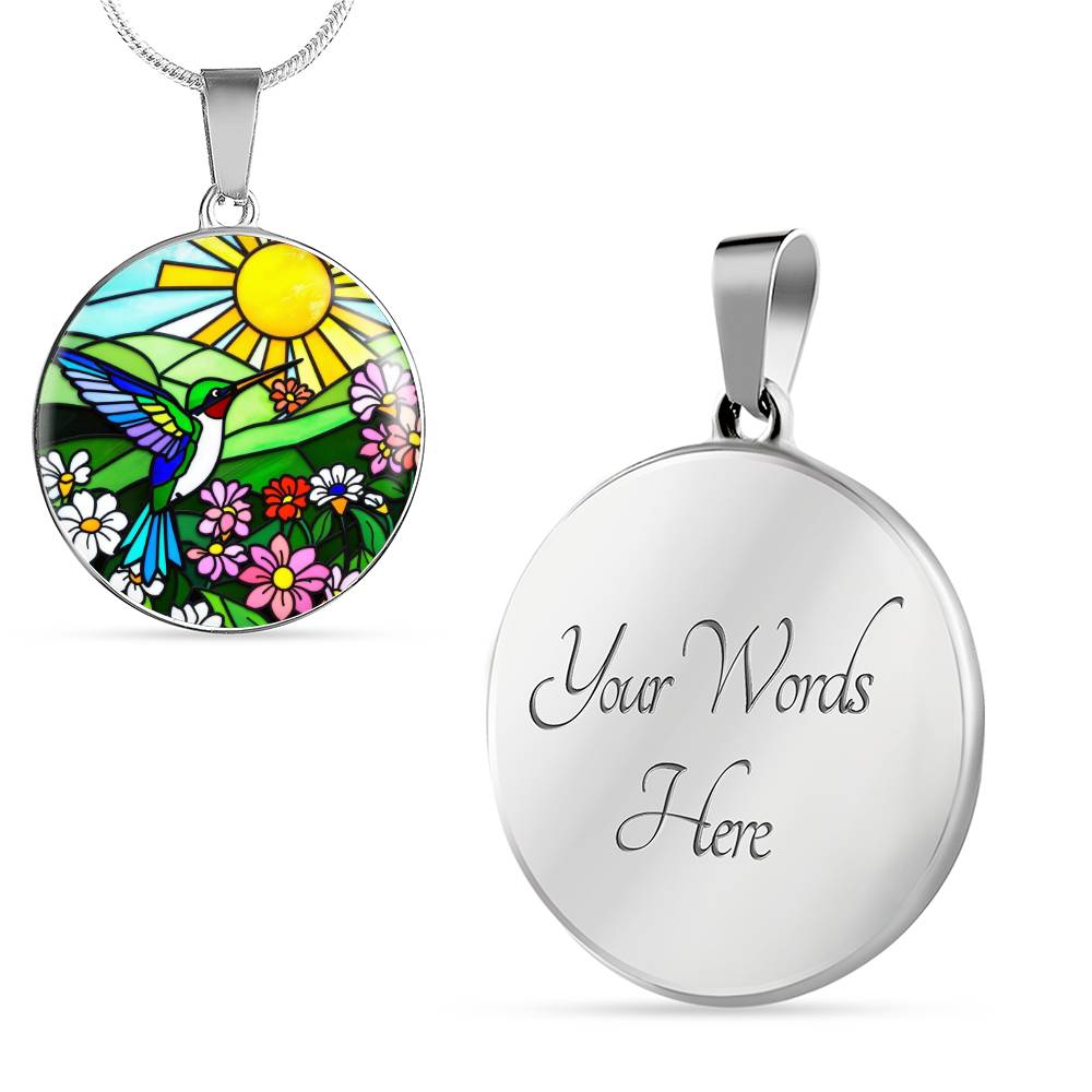 Hummingbird Pendant Necklace, Floral Jewelry Gift, Stained Glass Art Hummingbird Charm, Nature Inspired Necklace Gift