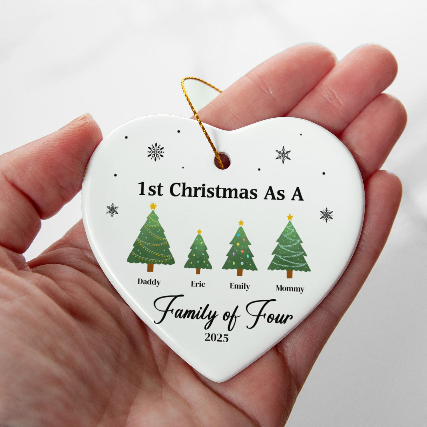 1st Christmas As  Family of Four Ornament