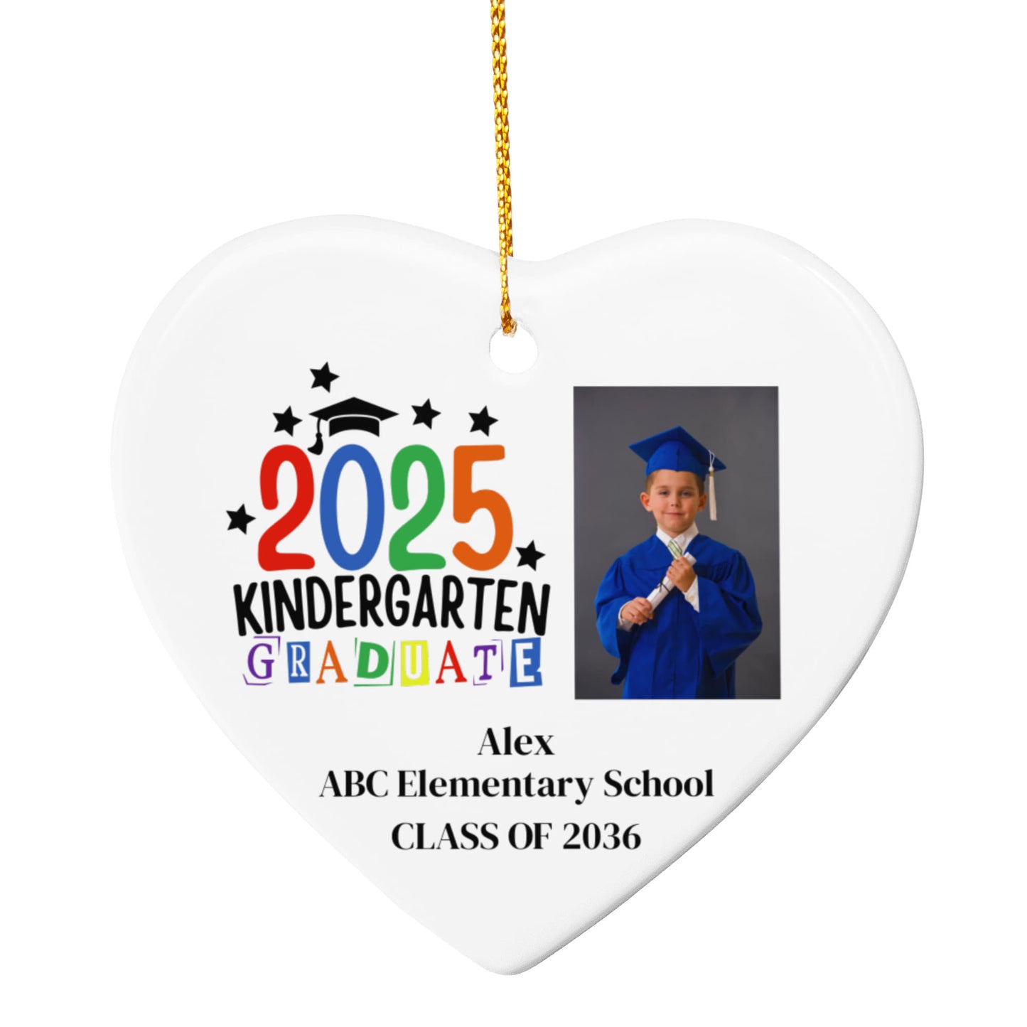 Kindergarten Graduation Ceramic Heart Ornament