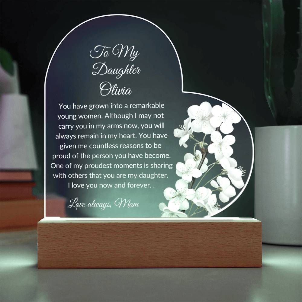 Daughter Acrylic Heart Plaque LED