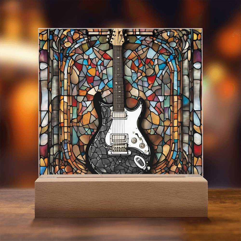 Acrylic Guitar Stained Glass Acrylic Plaque, Guitar Nightlight, Guitar Lover Gift, Guitar Player Gift, Guitar Picture Plaque, Music Lover-[Heartfelt Family Gift]