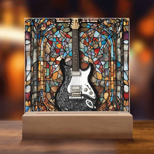 Acrylic Guitar Stained Glass Acrylic Plaque, Guitar Nightlight, Guitar Lover Gift, Guitar Player Gift, Guitar Picture Plaque, Music Lover-[Heartfelt Family Gift]