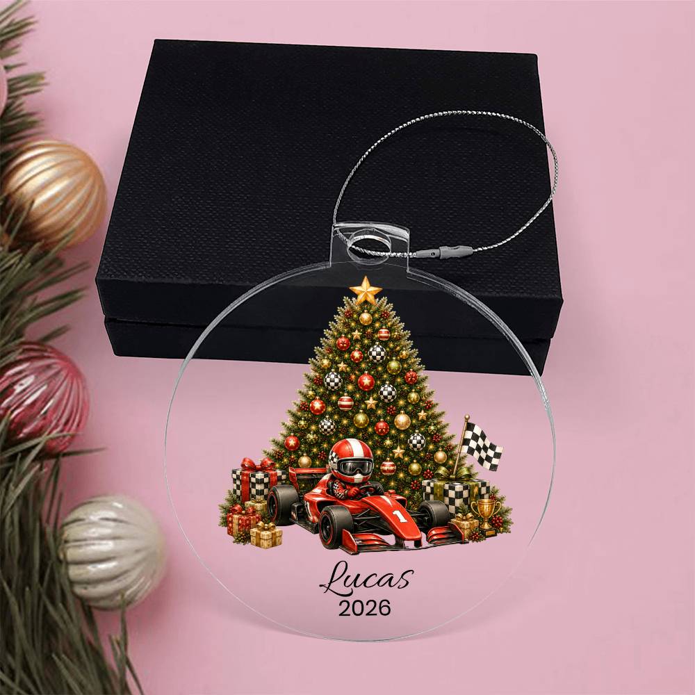 Race Car Driver Kids Christmas Ornament