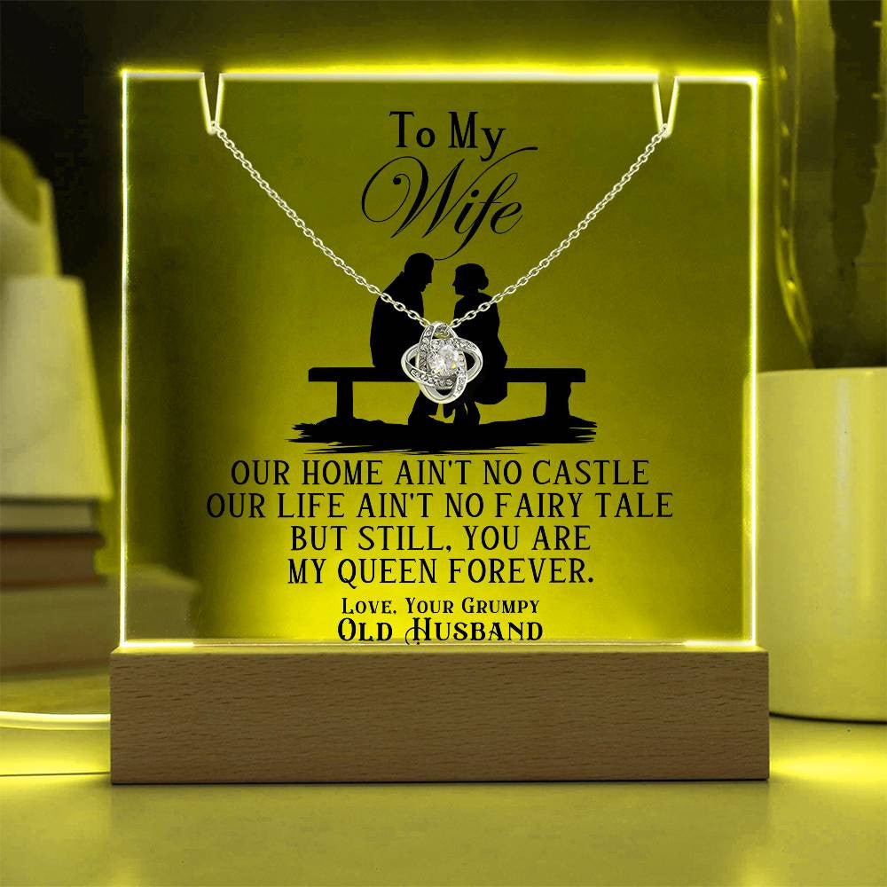 Wife from Your Grumpy Old Husband  Acrylic Bundle Love Knot Necklace Gift Set-[Heartfelt Family Gift]