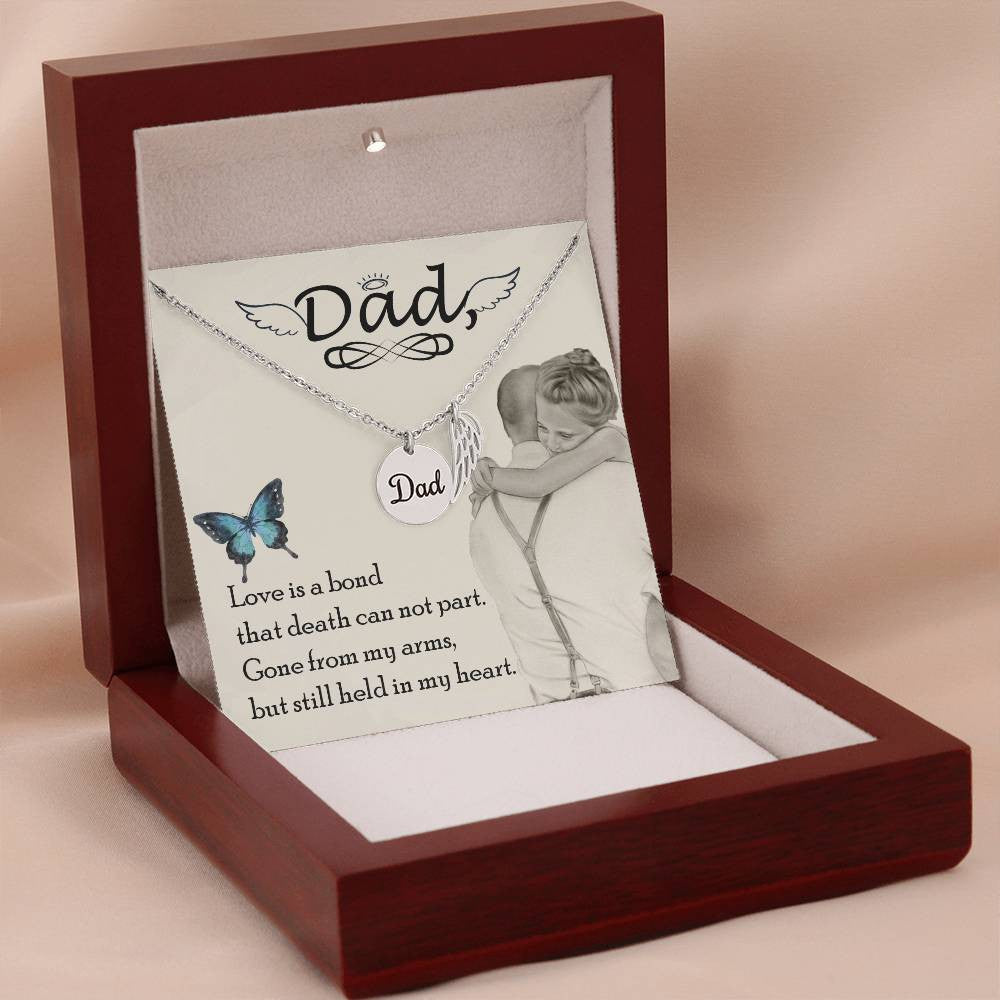 Dad Memorial Necklace Angel Wing Charm-[Heartfelt Family Gift]