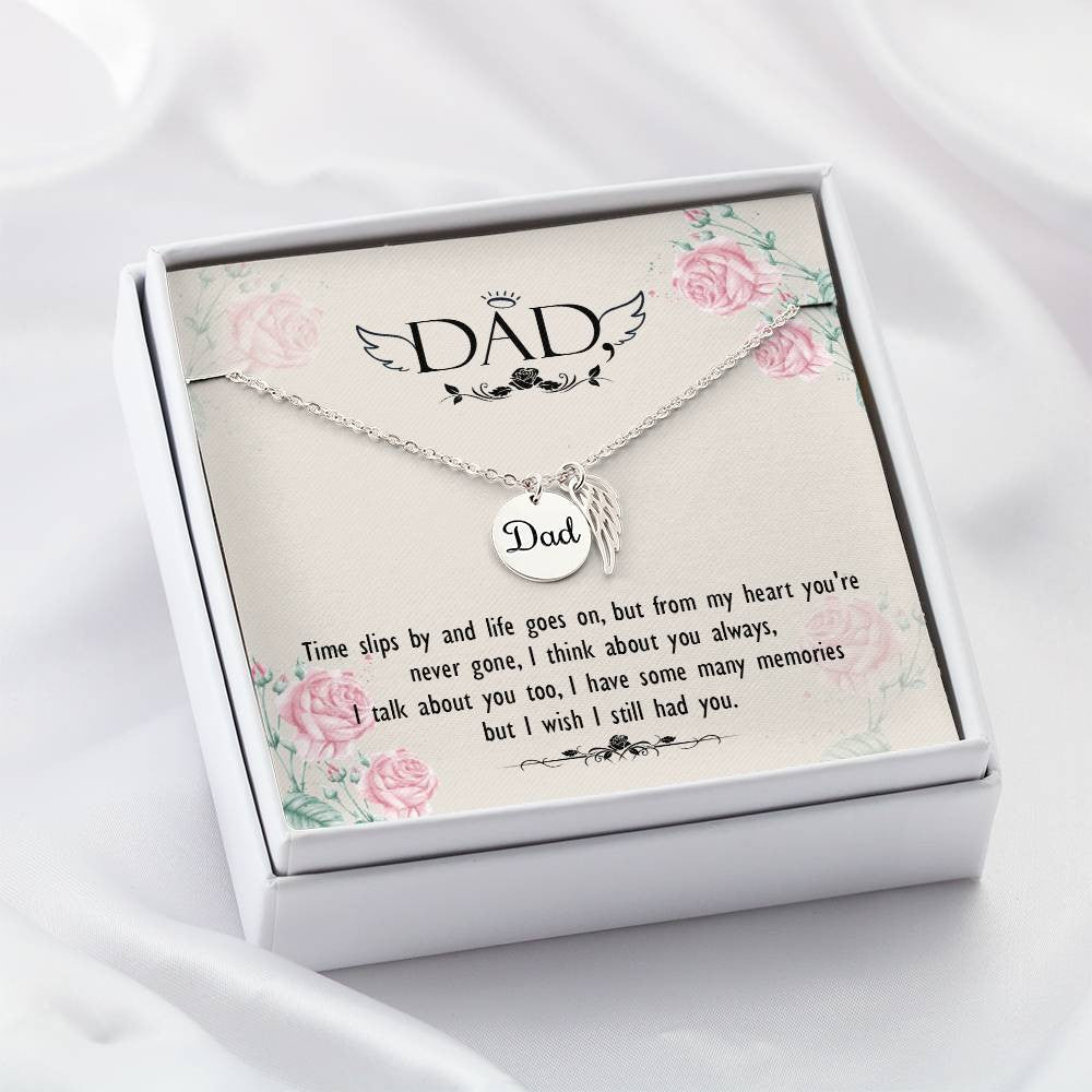 Dad Memorial Necklace Angel Wing Charm-[Heartfelt Family Gift]