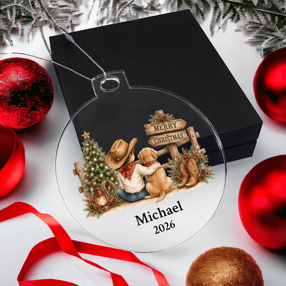 Cowboy Dog Christmas Ornament