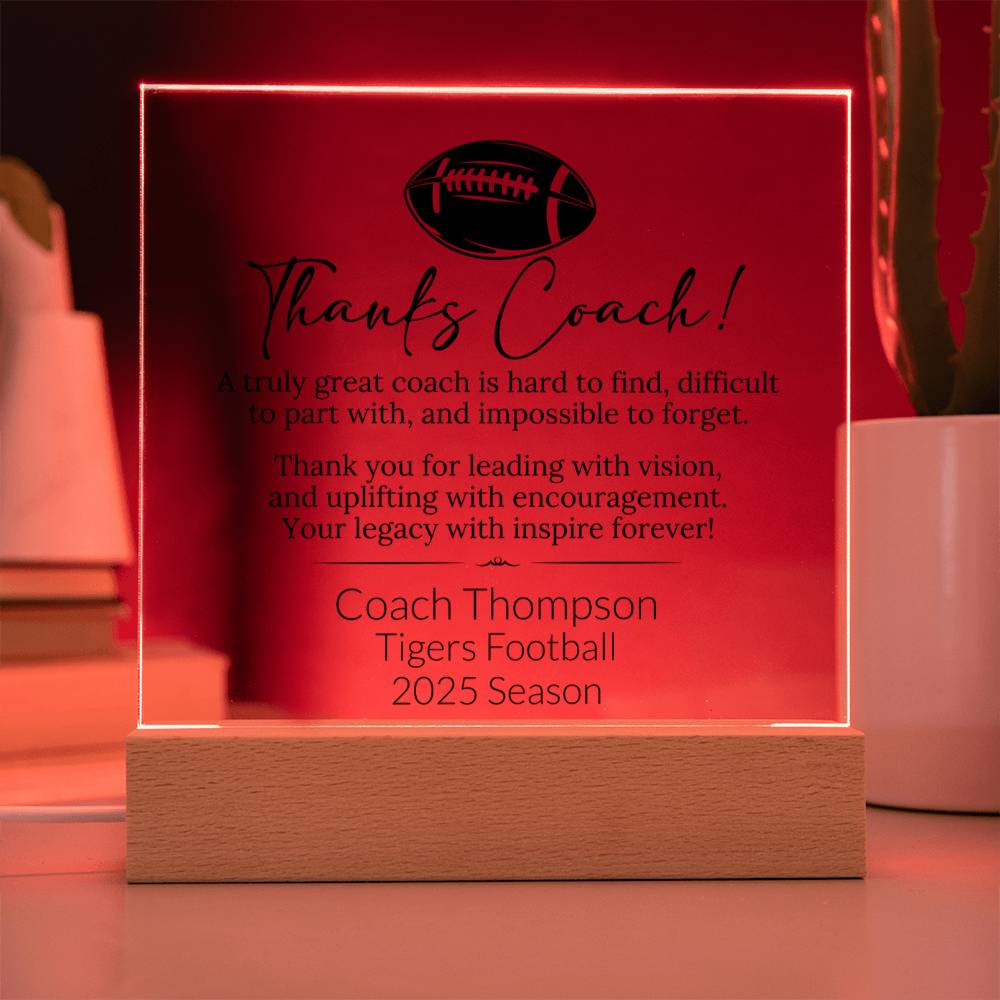 Football Coach Acrylic Square Plaque