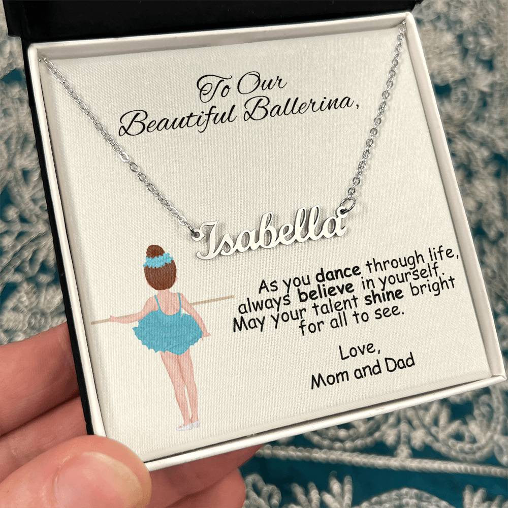 Ballerina Name Necklace with Custom Ballerina-[Heartfelt Family Gift]