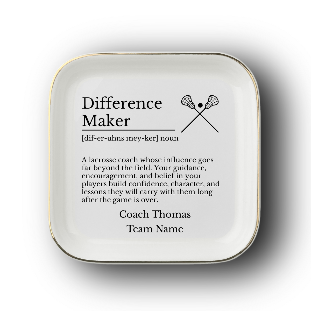 Lacrosse Coach Jewelry Dish Trinket Tray