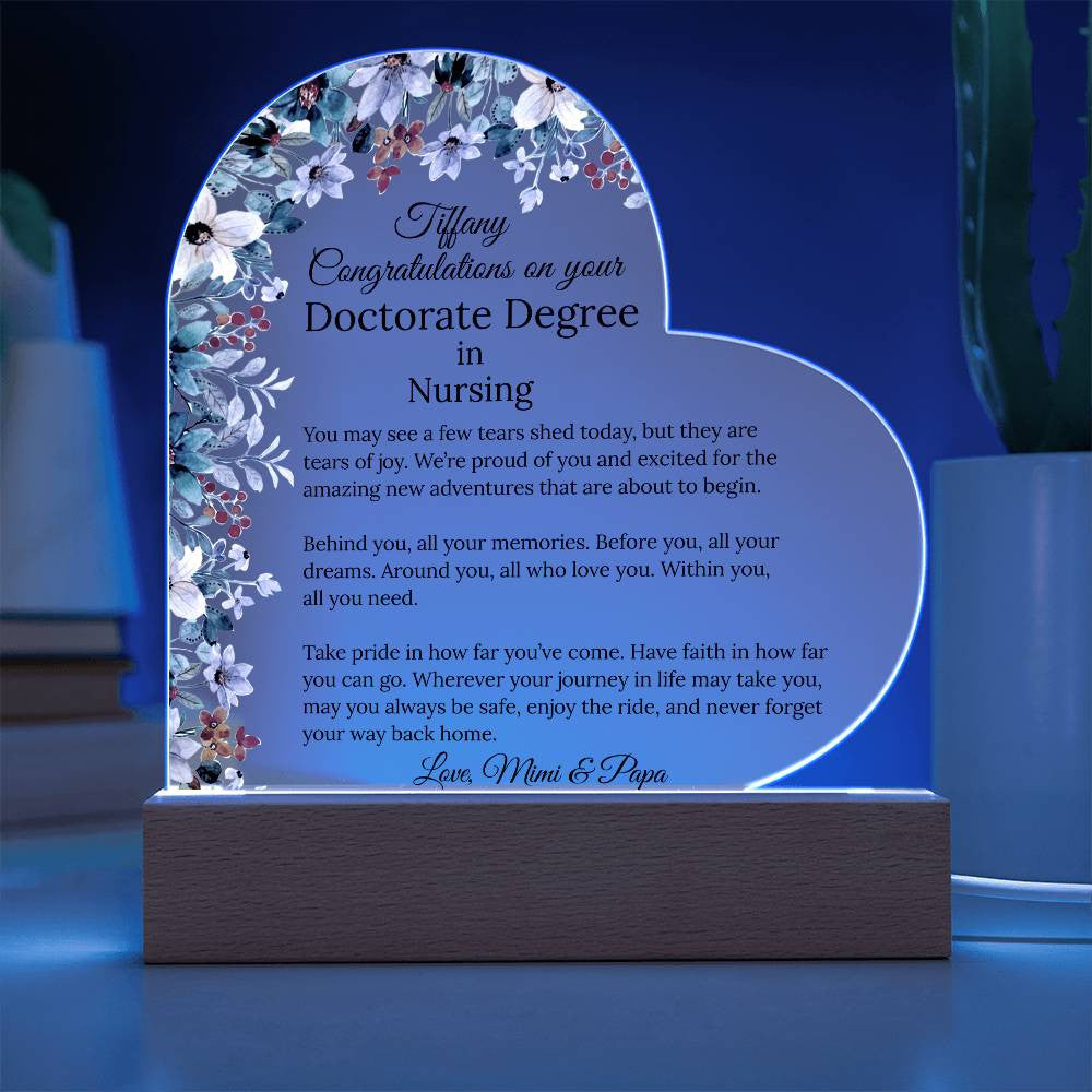 Personalized Doctorate Degree Graduation Plaque