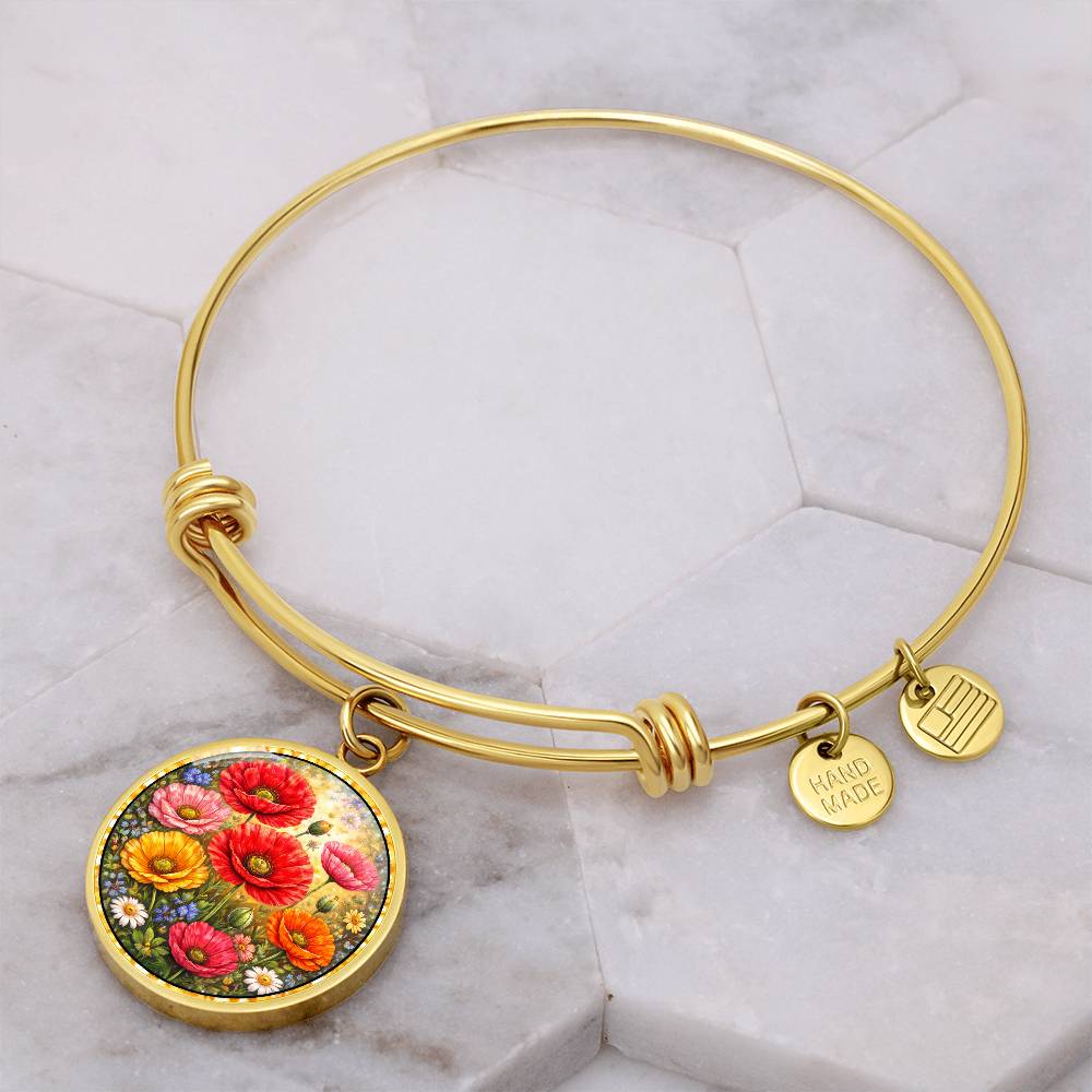 Personalized Peony Flowers Engraved Necklace Bracelet or Keychain