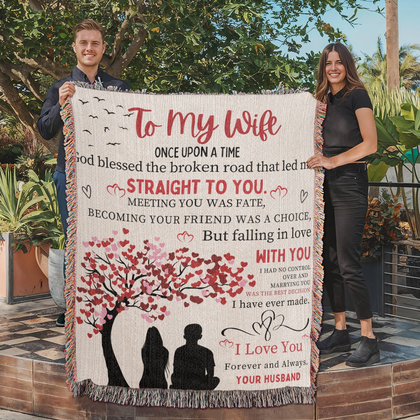 To My Wife Woven Blanket Gift from Husband-[Heartfelt Family Gift]