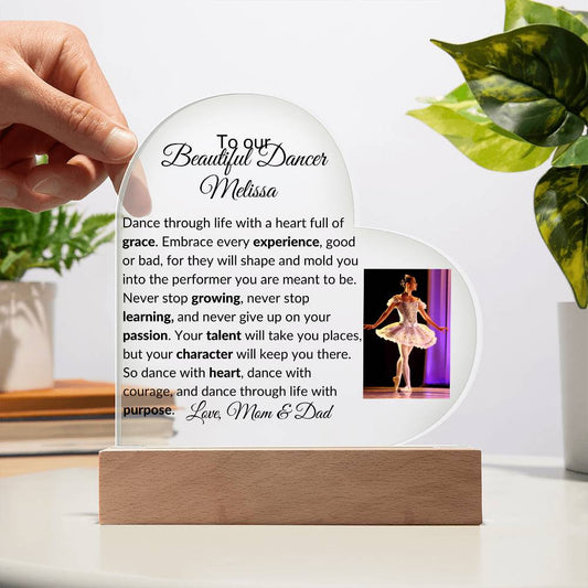 Personalized Dance Recital Acrylic Heart Plaque-[Heartfelt Family Gift]