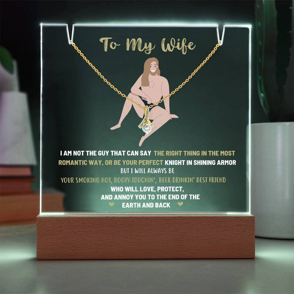 To My Wife Acrylic Jewelry Holder with Alluring Beauty Necklace-[Heartfelt Family Gift]