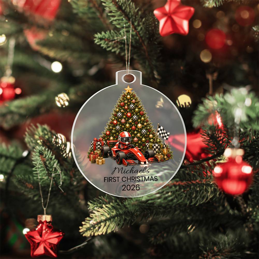 Race Car Driver Kids Christmas Ornament