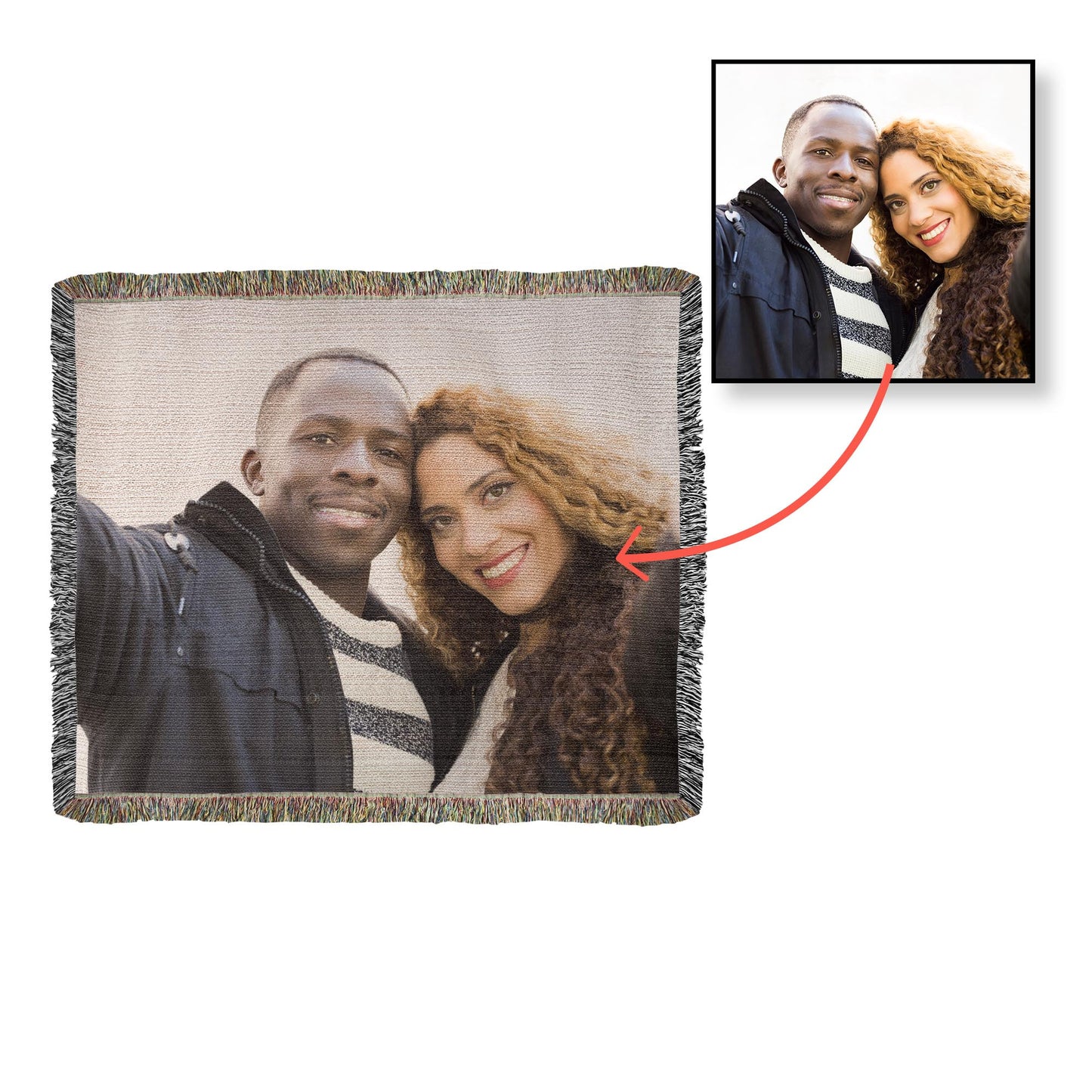 Custom Family Photo Blanket, Personalized Christmas Gifts for Grandma, Custom Blanket with Text, Woven Picture Blanket-[Heartfelt Family Gift]