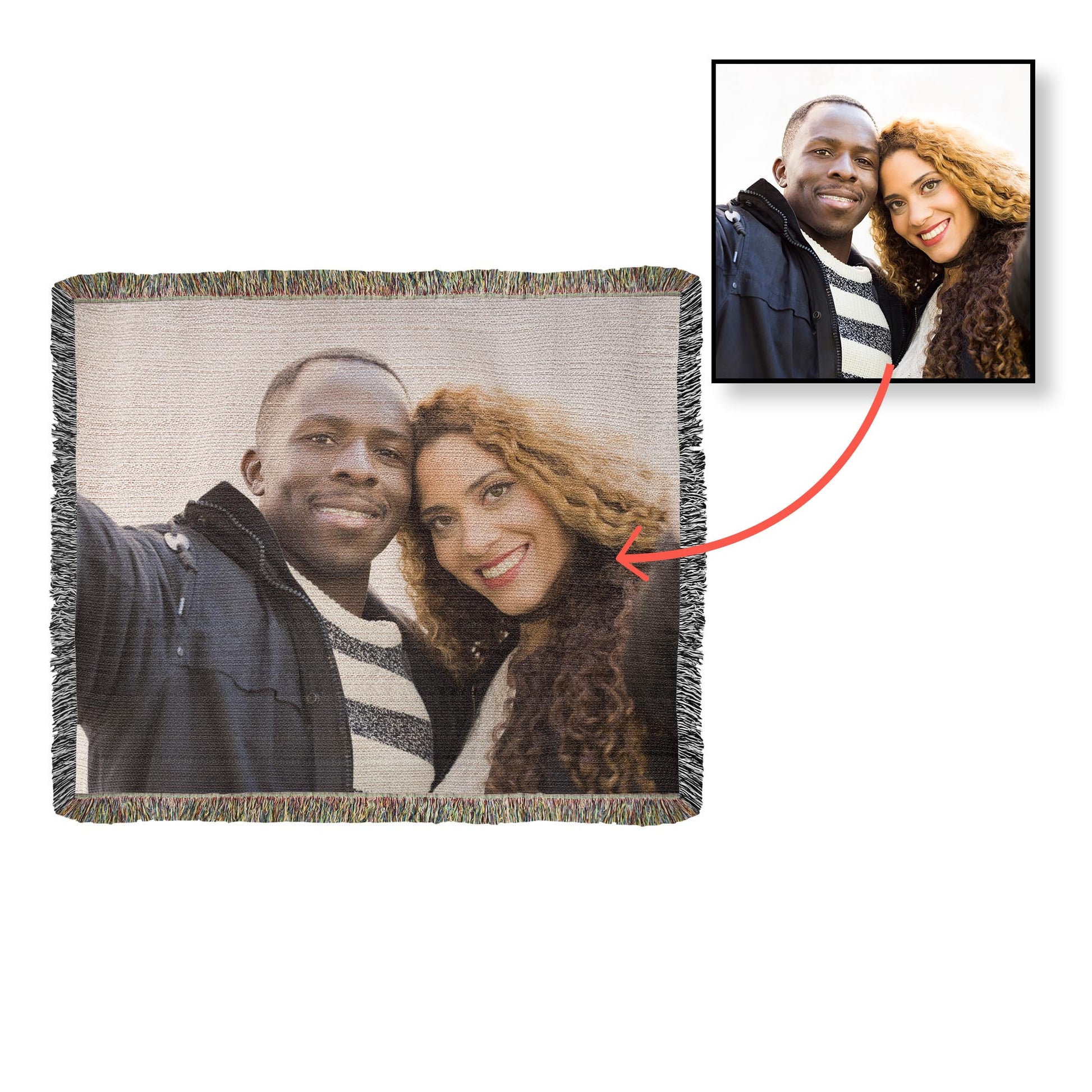 Custom Family Photo Blanket, Personalized Christmas Gifts for Grandma, Custom Blanket with Text, Woven Picture Blanket-[Heartfelt Family Gift]