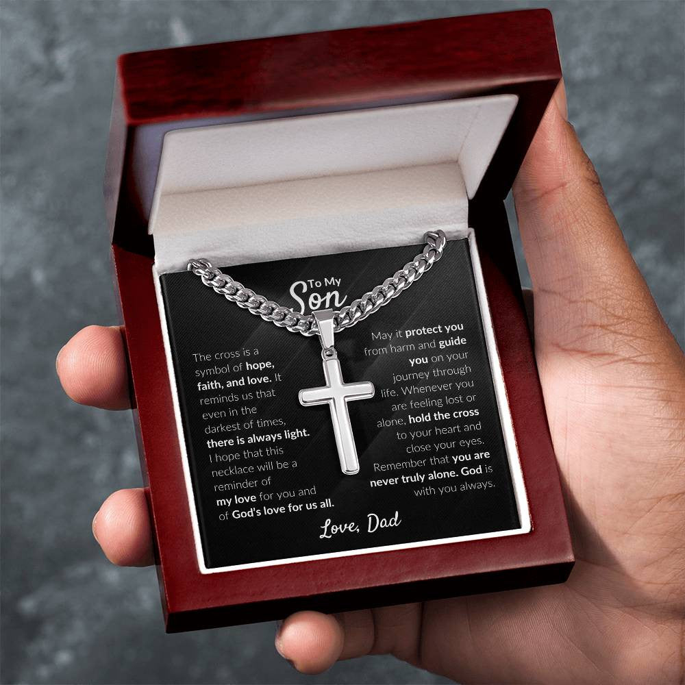 Son Engraved Cross Necklace Gift-[Heartfelt Family Gift]