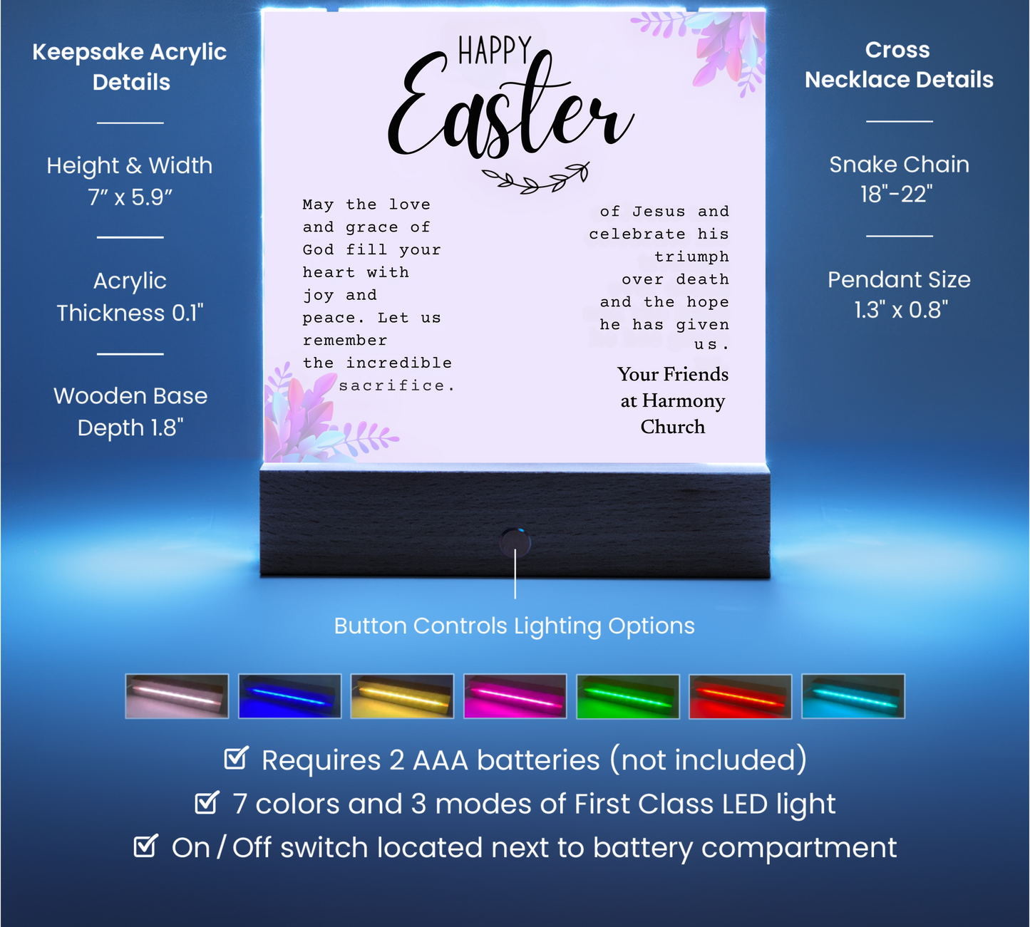 Easter Gift - Cross Necklace & Easter Sign Gift Bundle