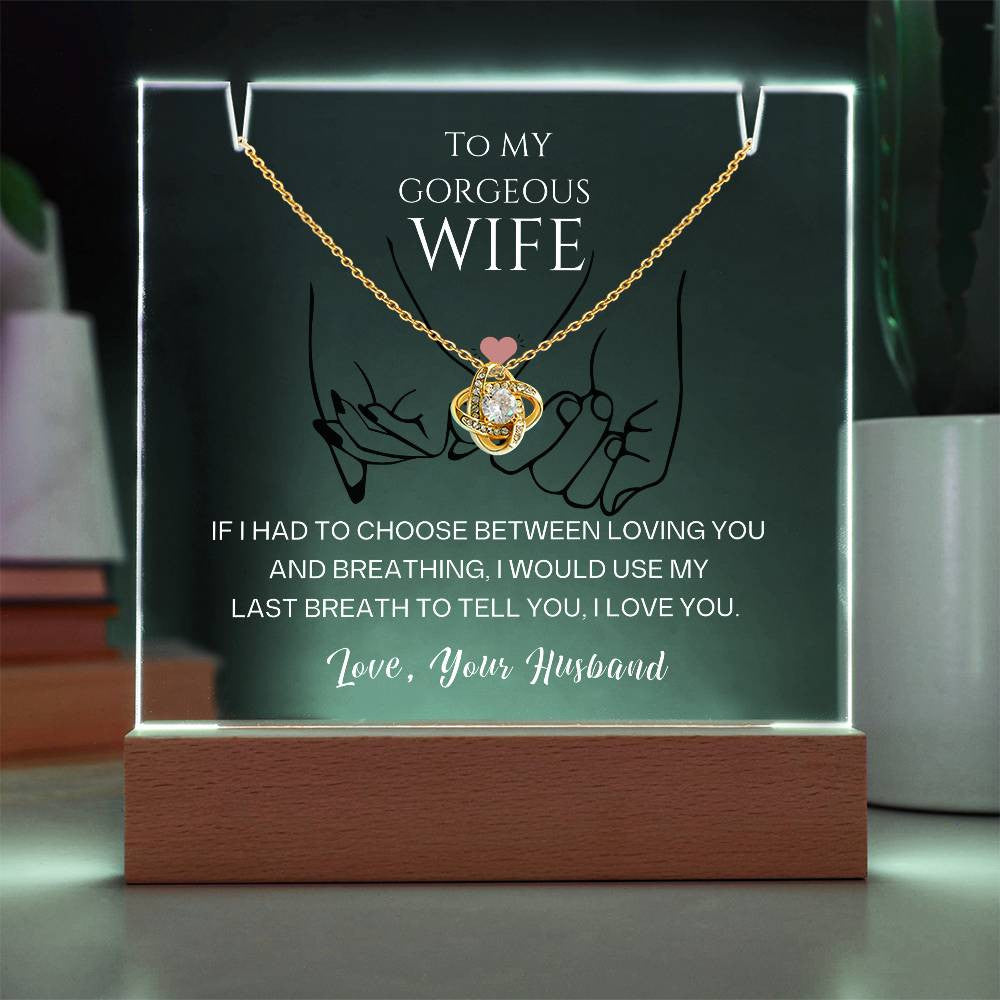 Wife Acrylic Love Knot necklace Gift Set-[Heartfelt Family Gift]