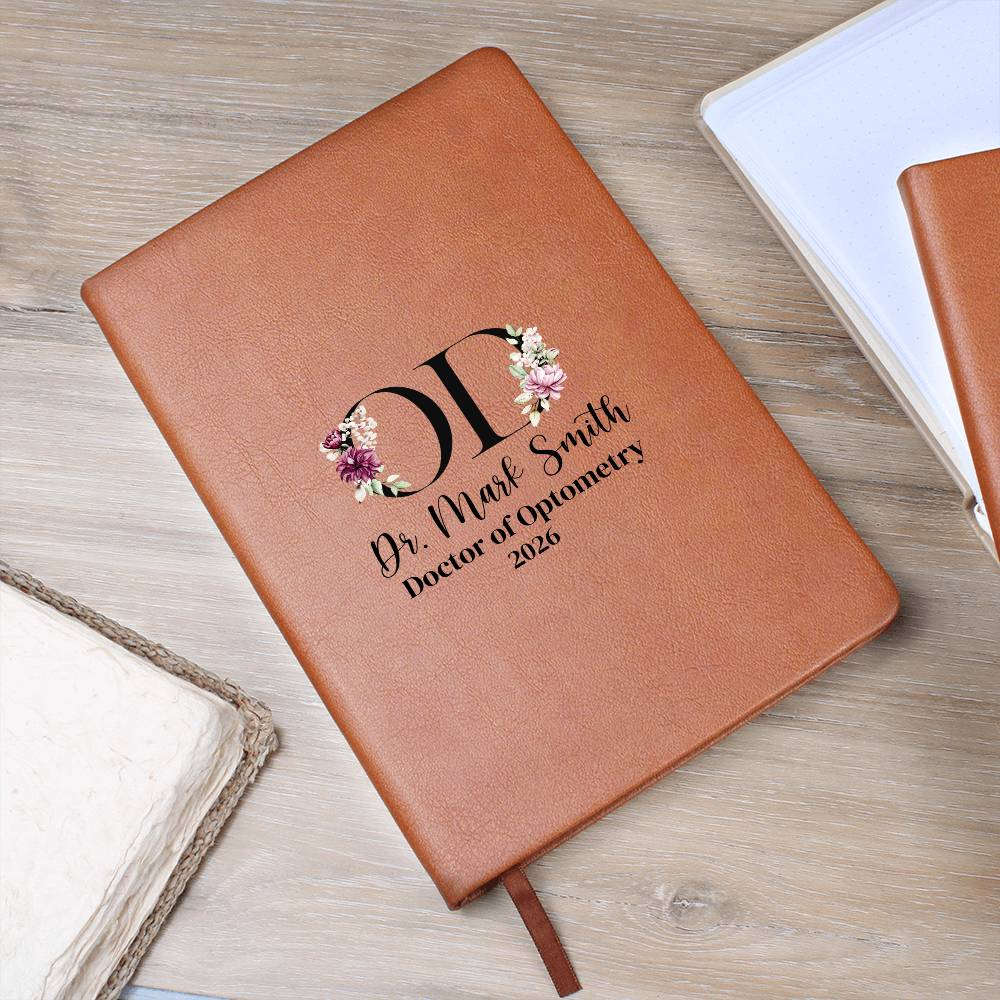 Personalized OD Journal, Optometry Gift, Custom Doctor of Optometry 2026 Notebook, Vegan Leather Cover, Graduation Gift