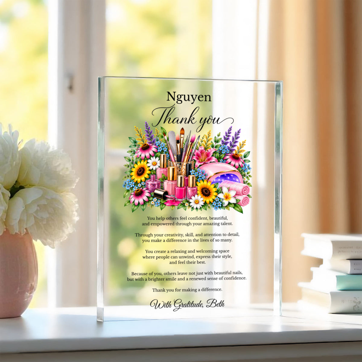Personalized Nail Tech Thank You Acrylic Plaque