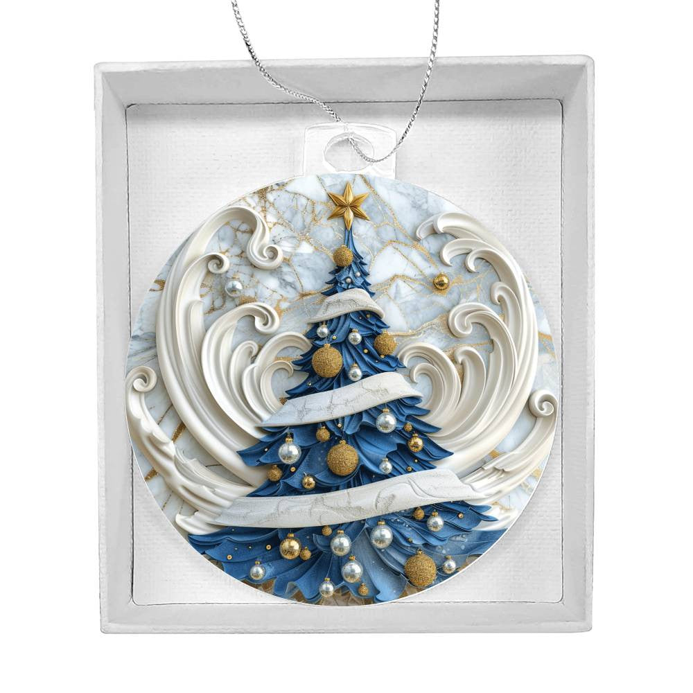 Blue Christmas Tree Acrylic Christmas Ornament-[Heartfelt Family Gift]