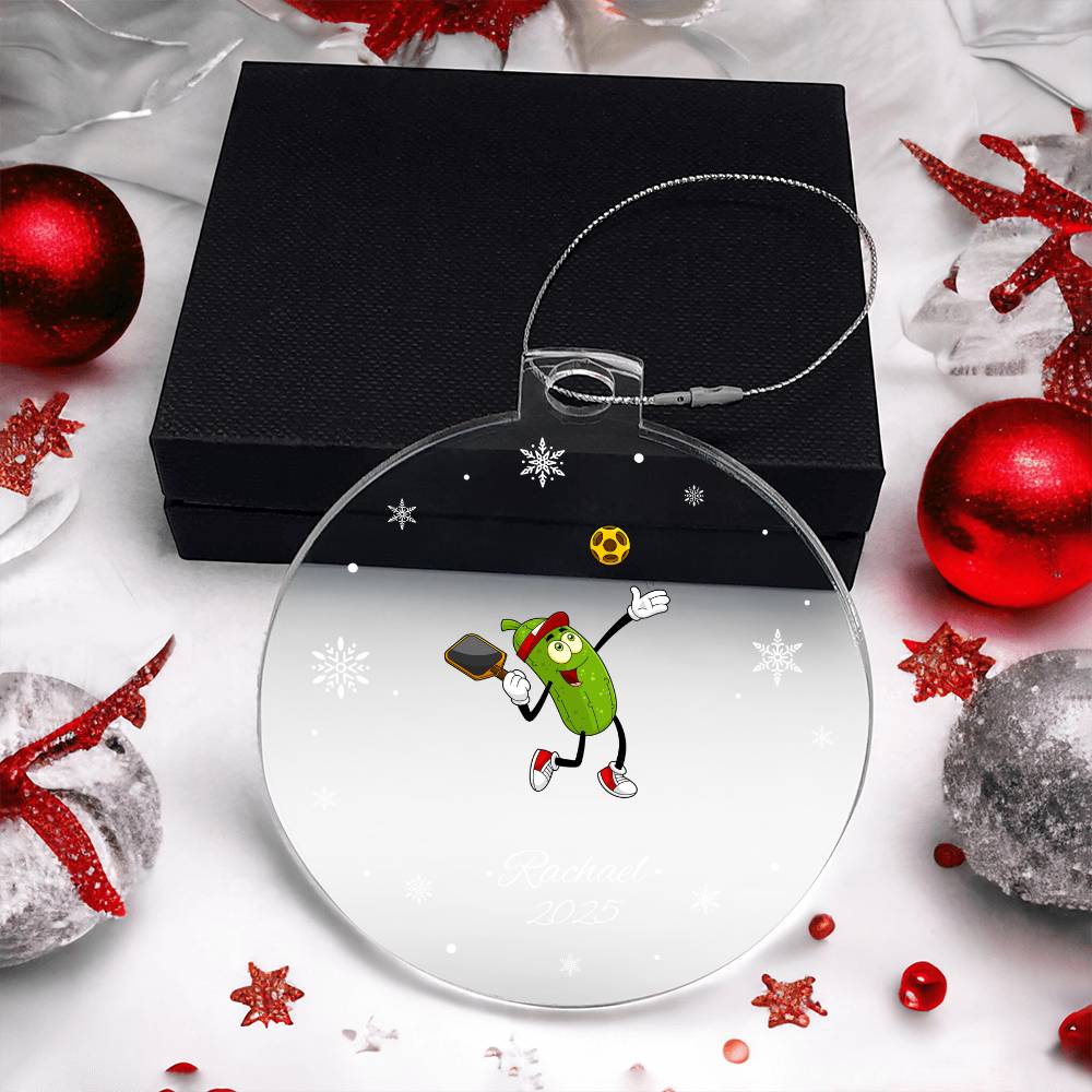 Fireball Pickleball Player Christmas ornament Pickleball Player Acrylic Christmas Ornament
