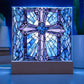 Faux Stained Glass Acrylic Cross Plaque-[Heartfelt Family Gift]