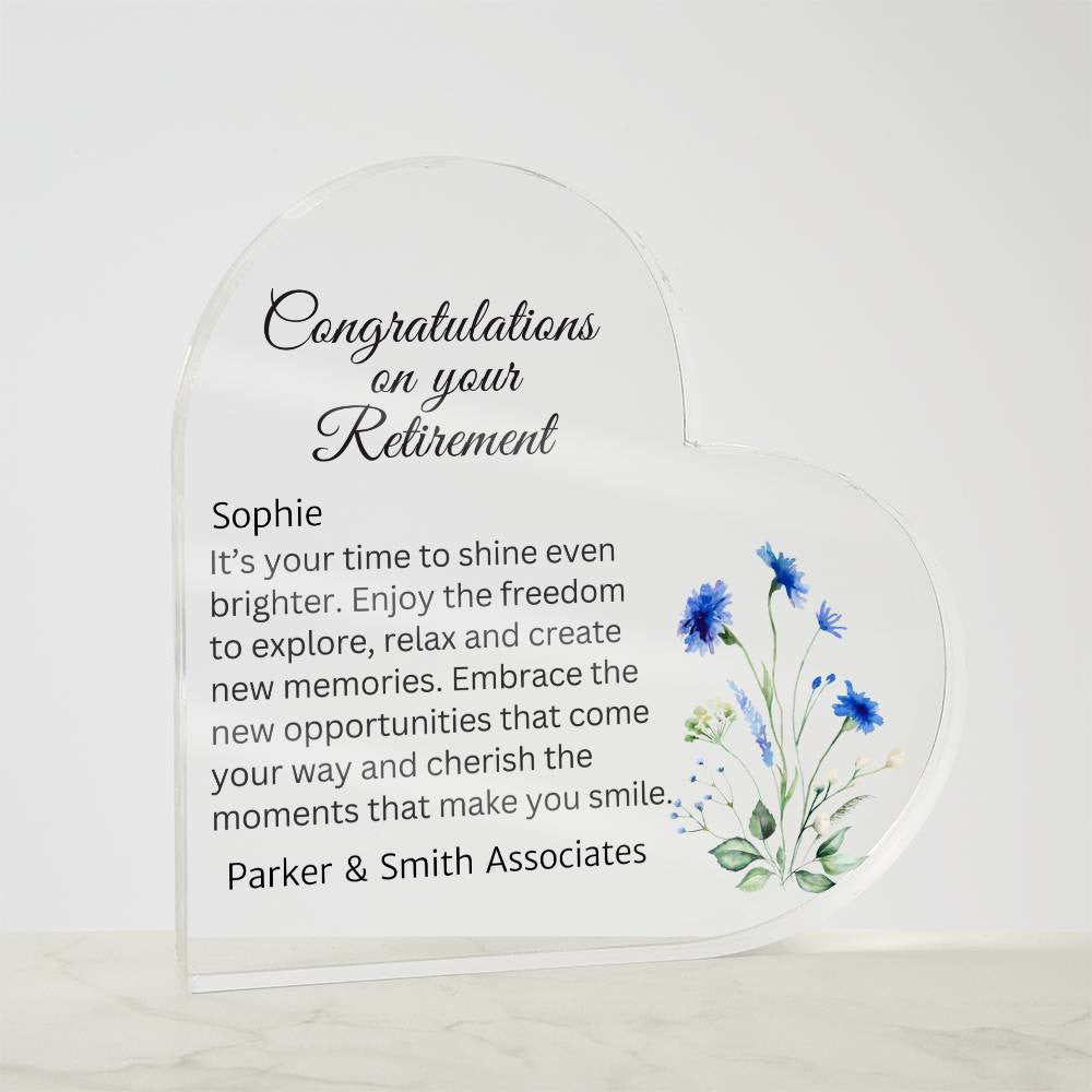 Retirement Acrylic Heart Plaque-[Heartfelt Family Gift]