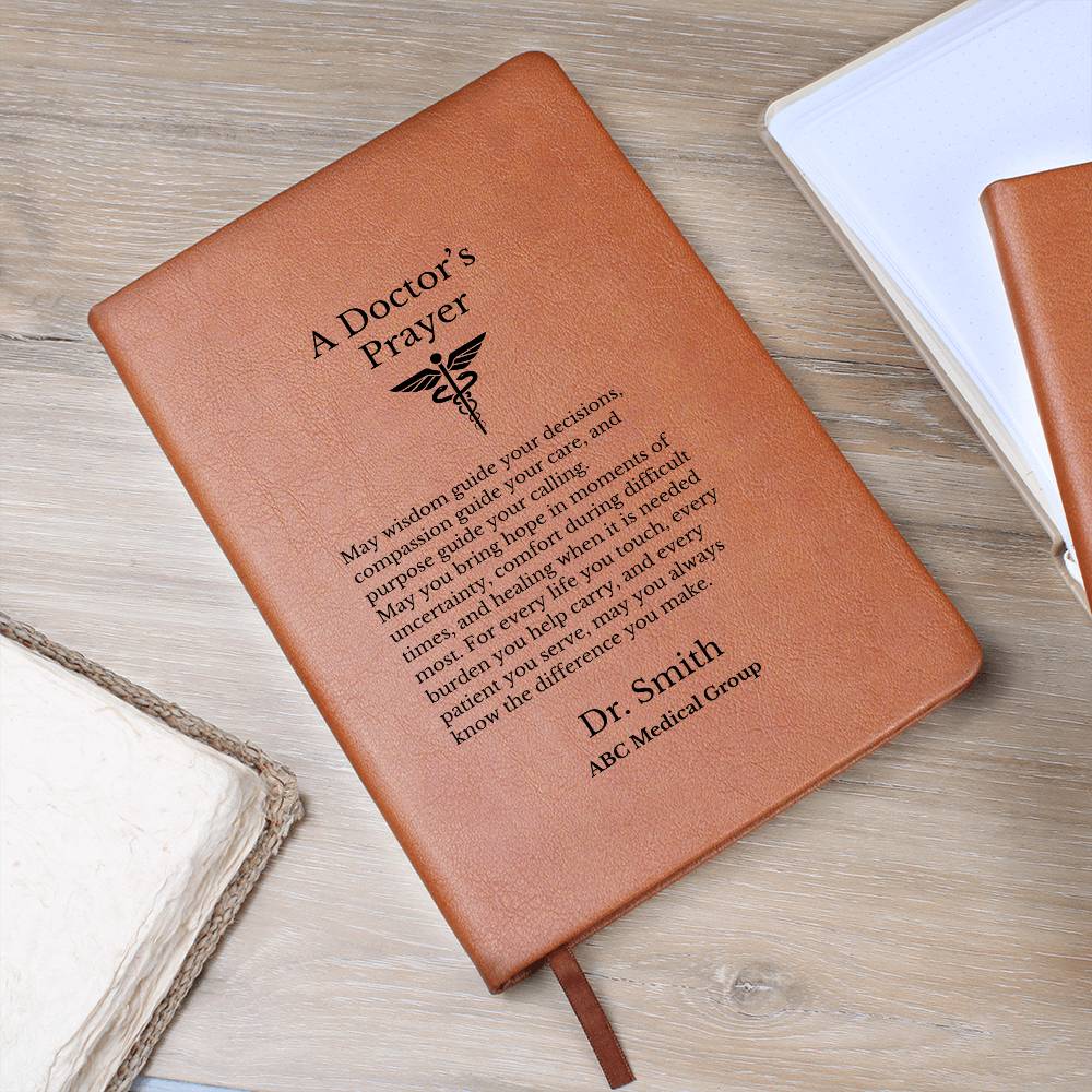 A Doctor's Prayer Journal, Vegan Leather Notebook, Personalized Gift for Physician