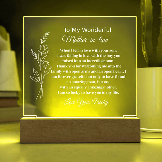 Personalized Mother In Law Lighted Plaque