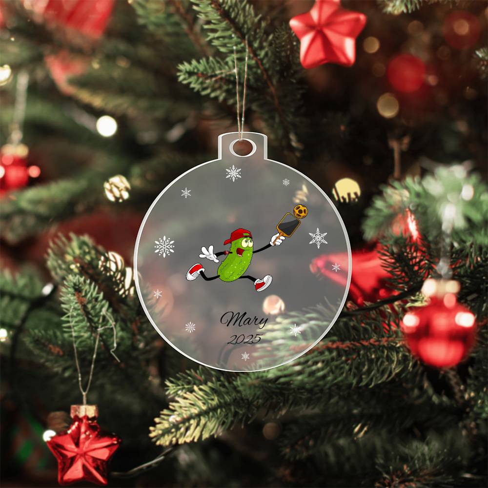 Pickleball Player Acrylic Christmas Ornament