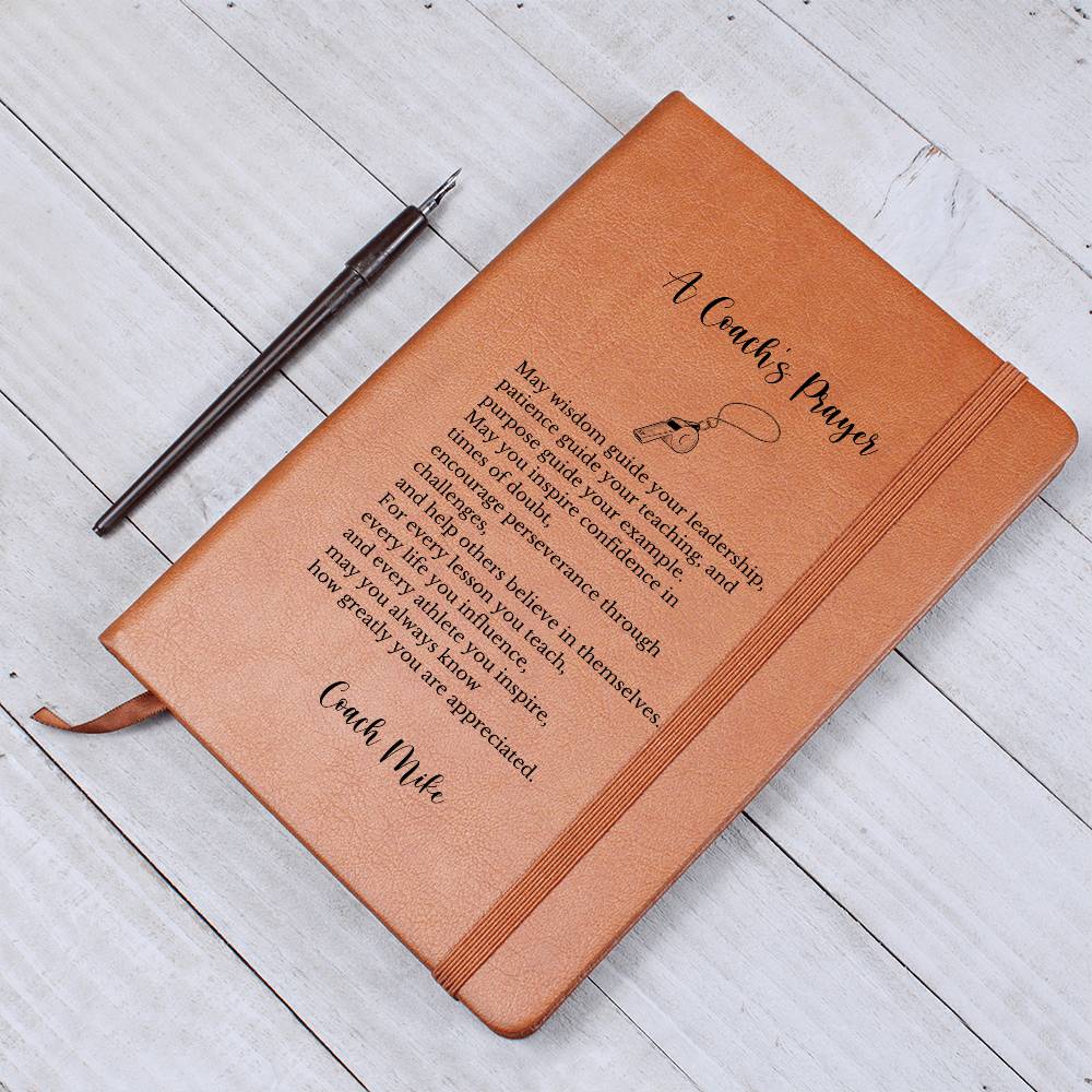 A Coach's Prayer Journal Gift, Vegan Leather Customizable Notebook, End of Season Coach Gift, Personalized Retirement Keepsake