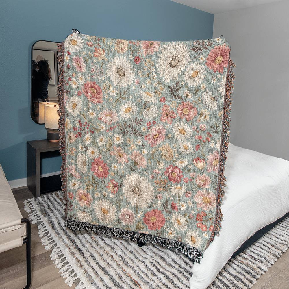 Floral Woven Blanket-[Heartfelt Family Gift]