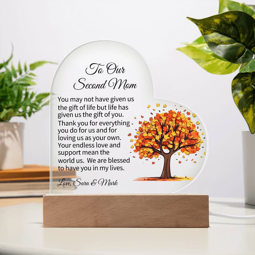 To My Second Mom Acrylic Heart Plaque-[Heartfelt Family Gift]