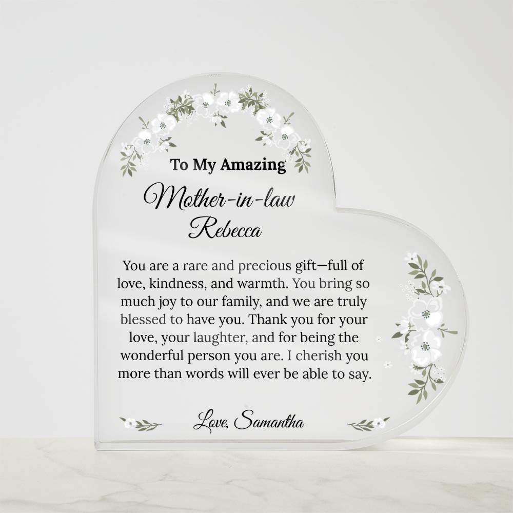 Personalized Mother in Law Heart Plaque