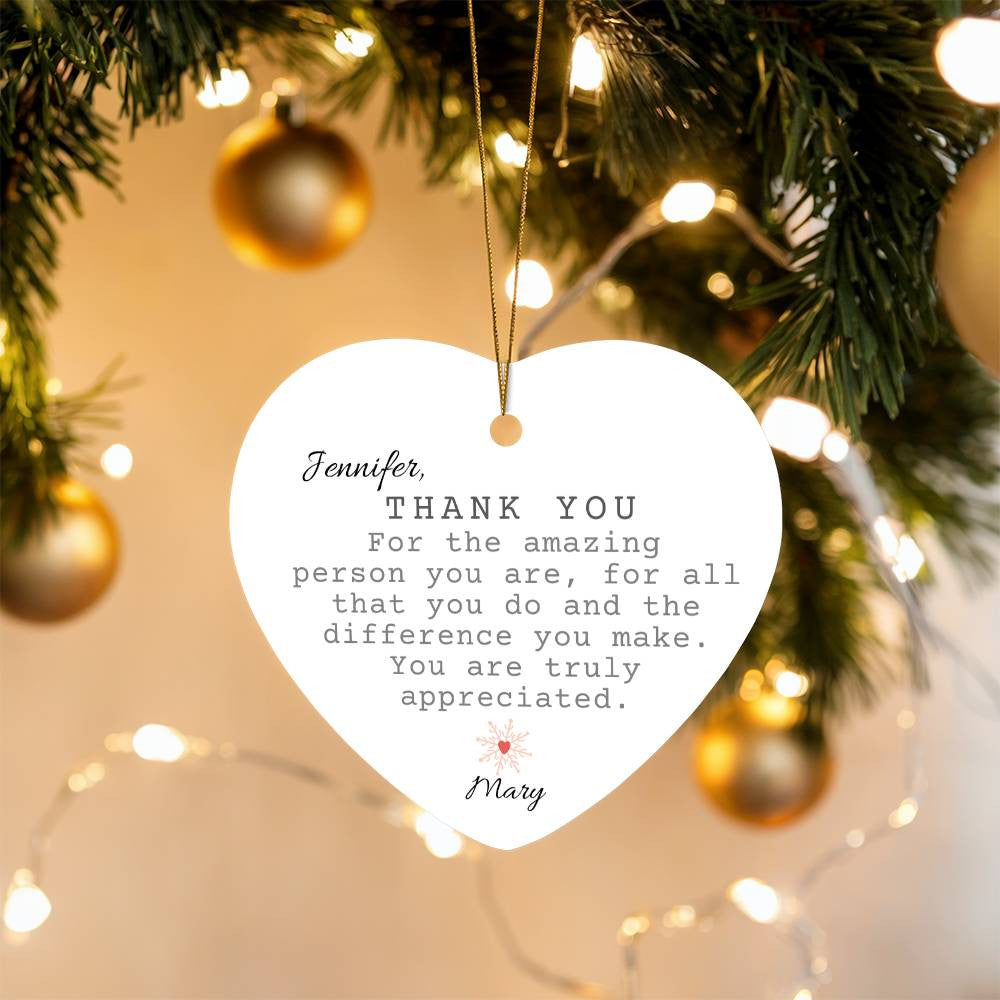 Thank You Heart Christmas Ornament