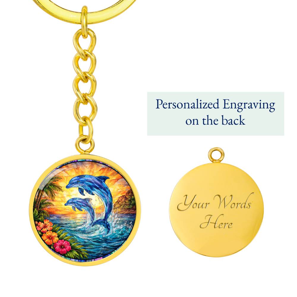 Dolphin Engraved Pendant Necklace