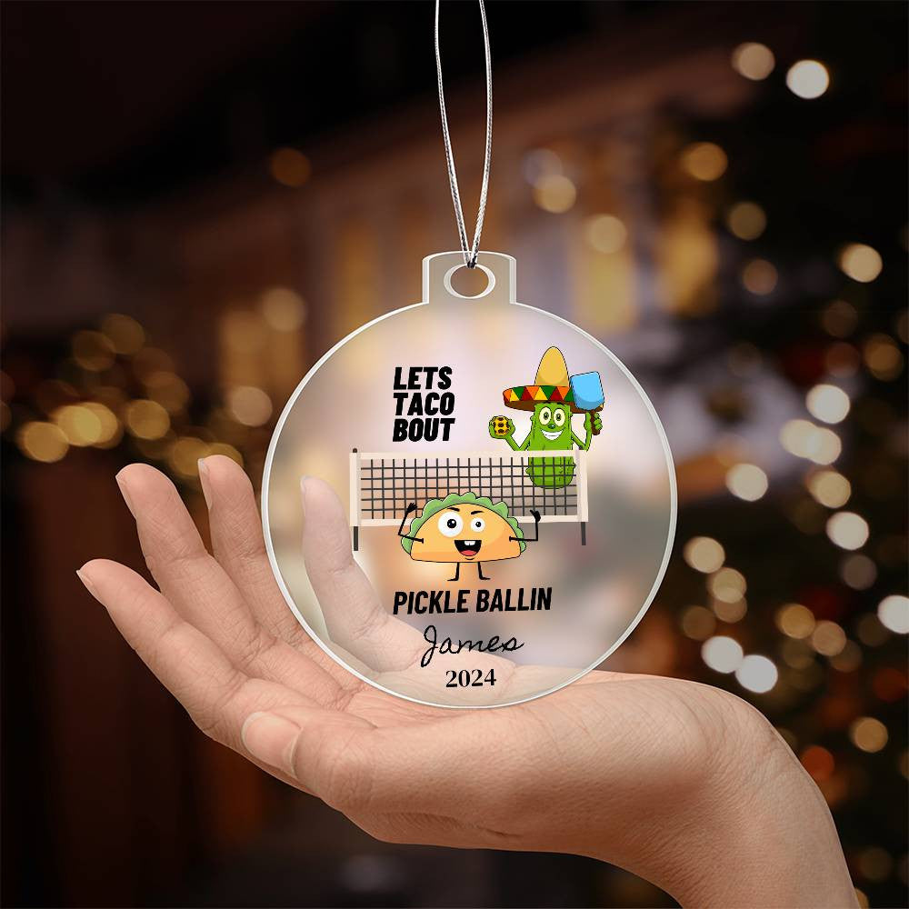 Funny PIckleball Acrylic Christmas Ornament-[Heartfelt Family Gift]