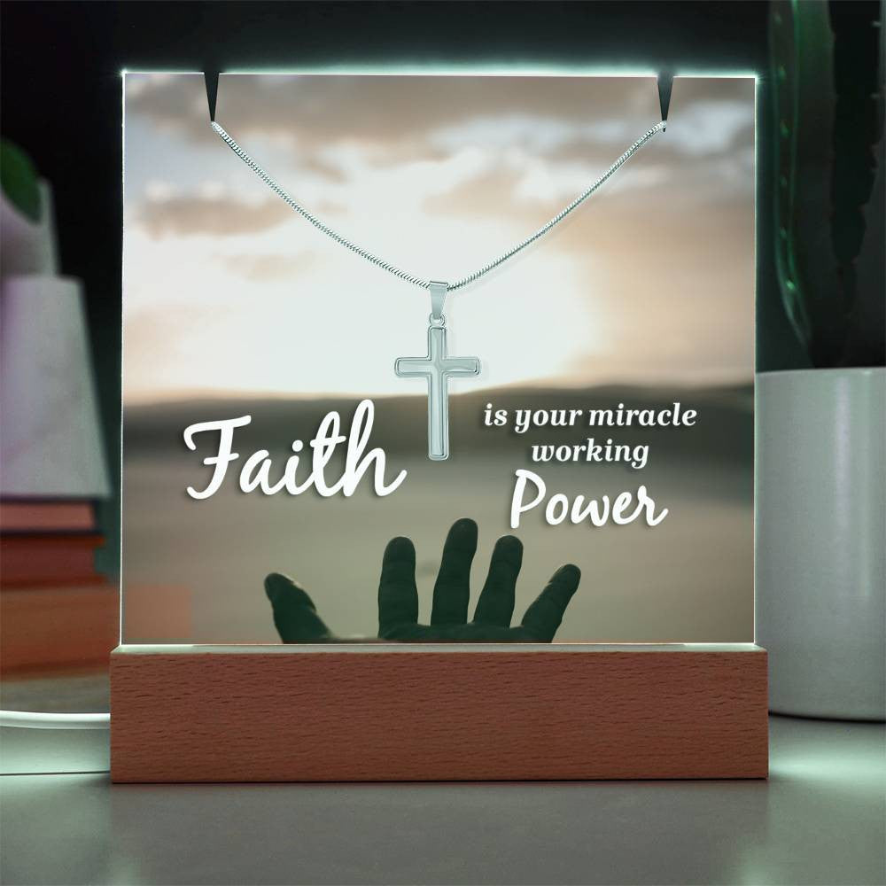 Faith Is Your Miracle Religious Plaque & Cross Gift Set-[Heartfelt Family Gift]