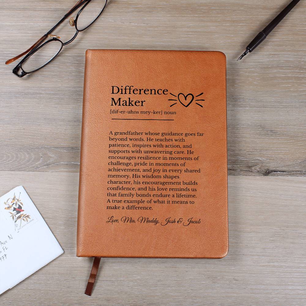 Personalized Grandfather Journal, Vegan Leather Notebook, Gift for Granddad, Inspirational Quote Journal, Custom Gift for Grandpa