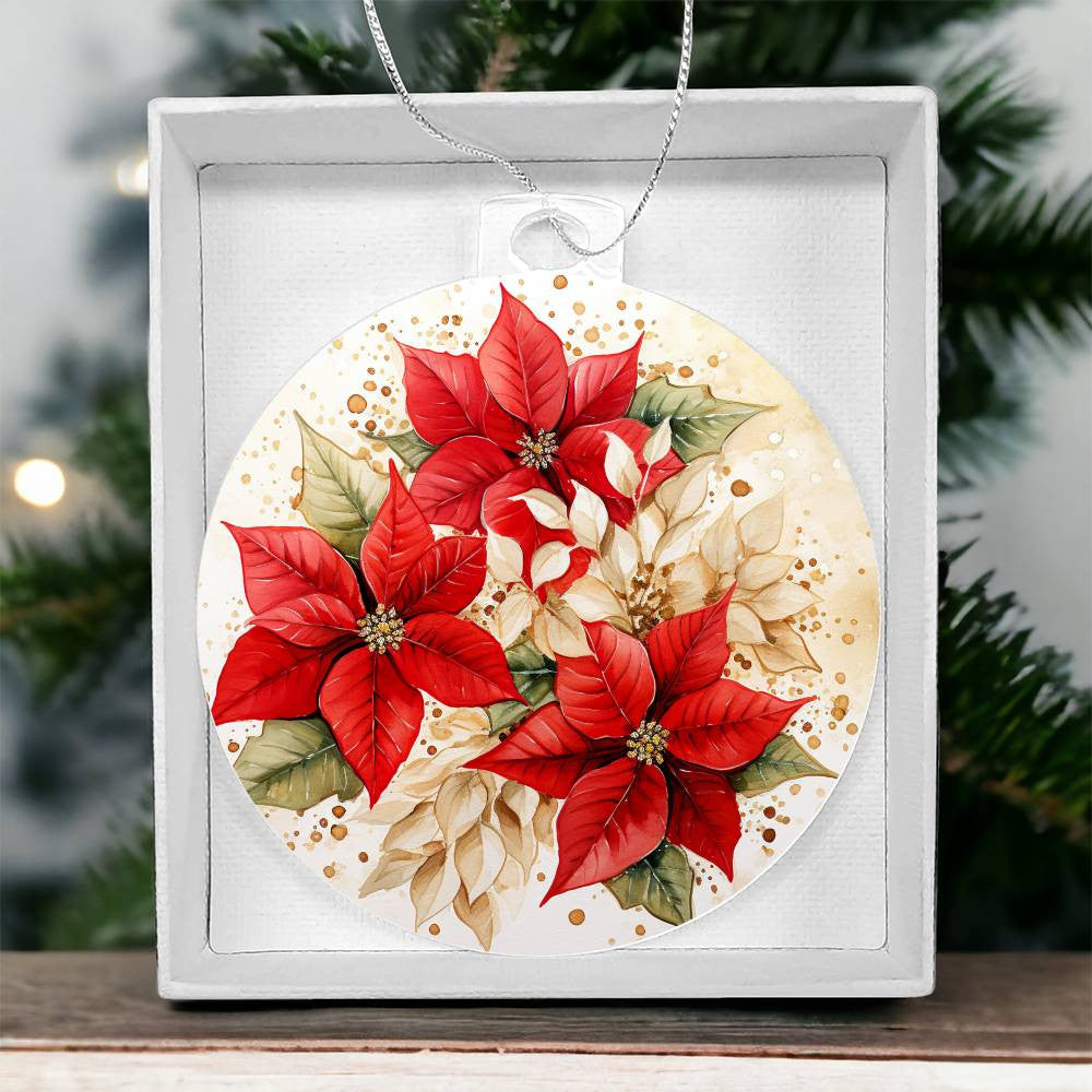 Poinsettia Penquin Acrylic Christmas Ornament-[Heartfelt Family Gift]