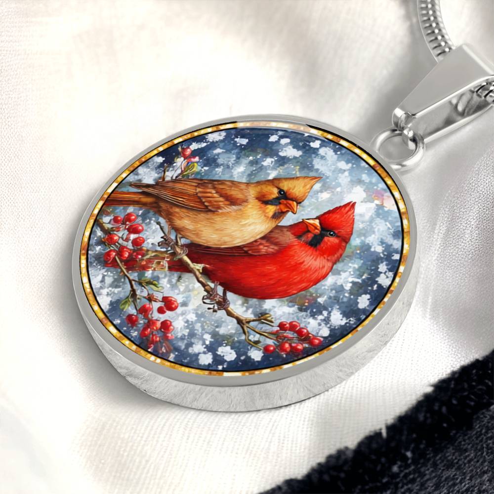 Floral Cardinals Personalized Engraved Necklace Bracelet or Keychain