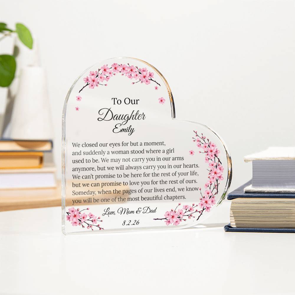 To Our Daughter Heart Plaque From Mom & Dad