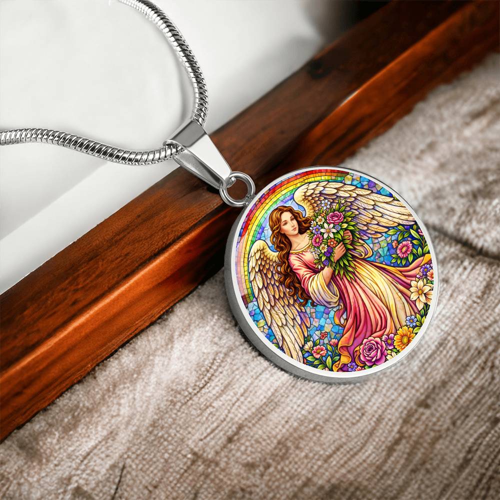 Floral Angel Personalized Engraved Necklace Bracelet or Keychain